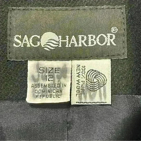 Sag Harbor Blazer Jacket Women’s Size 12 Wool Black Double Breasted Vintage - Picture 8 of 8